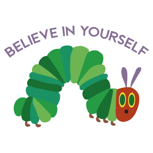Kids Bedroom Nursery Art The Very Hungry Caterpillar Adhesive Decor Design Multi-colored Wall Decal Quotes - Believe In Yourself | 16" x 20" Removable Home Living Room Insect Wall Sticker Decoration