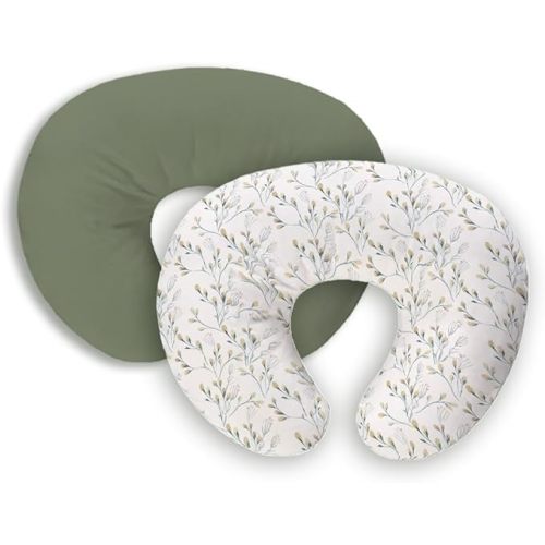 Nursing Pillow Cover, 2 Pack Stretchy Removable Nursing Covers for Breastfeeding Pillows, Ultra Soft Newborn Feeding Pillow Cover for Baby Girl and boy, Willow and sage Style - Green