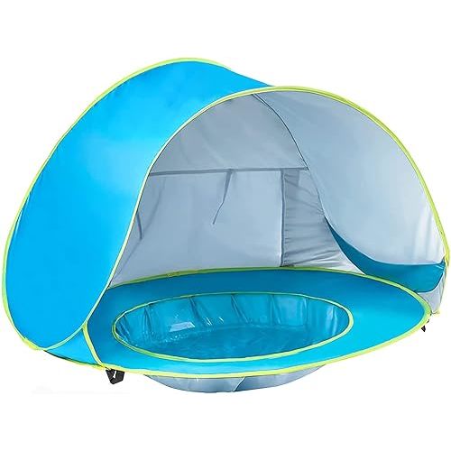 Baby Beach Tent Pop Up Shade with Infant Pool Cabana UV Protection Waterproof Sun Shelter Umbrella for Baby (Blue)