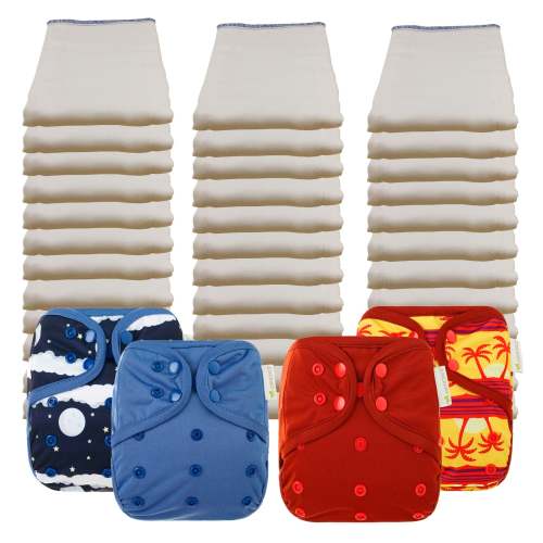 Unbleached Economy Prefold Diaper Packages with OsoCozy One Size Covers