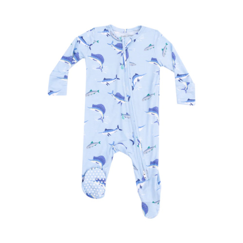 2 Way Zipper Footie - Deep Sea Fishing Blue – Love Bliss Baby