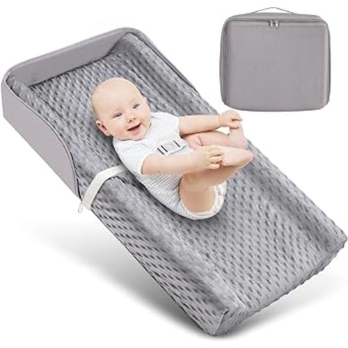 Portable Baby Diaper Changing Pad with Soft Cover & Handle, Waterproof Lining Foam Contoured Changing Table Pad for Dresser, Prefect Gift for Travel Outdoor (32”×16”)
