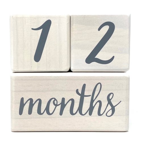 Natural Baby Milestone Blocks for Boy or Girl - Modern White Pine Wood