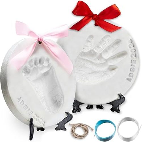 Little Hippo Baby Ornament Keepsake Kit 2 EASELS! Baby Shower Gifts, Baby Footprint Kit and Handprint Kit, Personalized Baby Gifts, Baby Christmas Gifts, Baby's First Christmas Ornament Maker