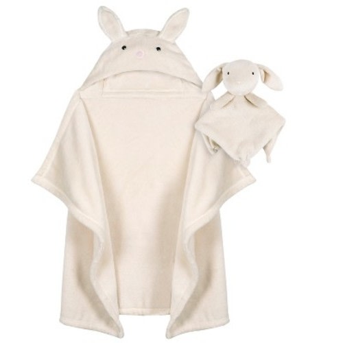Gerber Baby Hooded Wearable Blanket & Security Blanket Set, Bunny, 2-Pack
