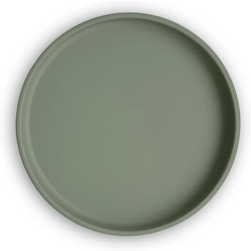 mushie Classic Silicone Suction Plate | BPA-Free Non-Slip Design (Dried Thyme)