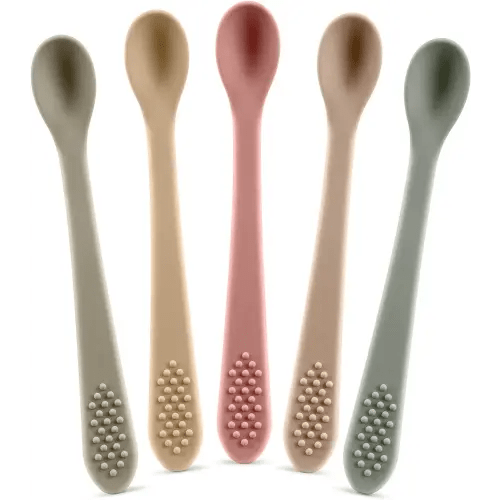 Baby Spoons First Stage Silicone Baby Spoon – Self Feeding Baby Utensils – Infant Spoons First Stage Baby Feeding Spoon - Soft & Gentle on Gums - BPA Free Silicone Baby Spoons Set
