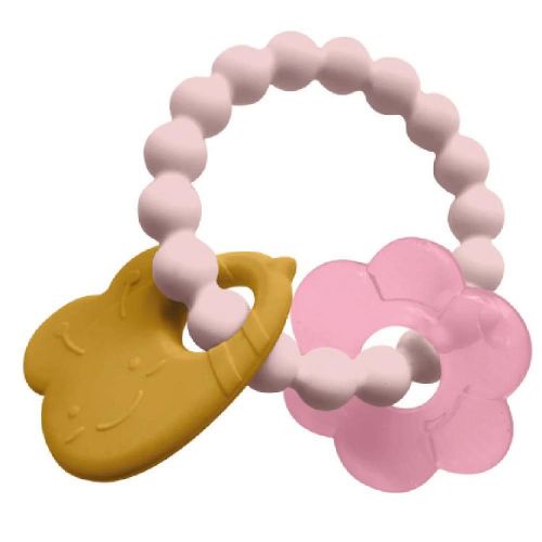 SARO Dusty Pink Soft & Cool Water & Silicone Teether | Baby Gum Relief & Sensory Kids Activity
