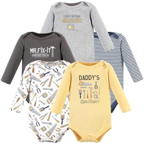 Hudson Baby baby-boys Cotton Long-sleeve Bodysuits 5-pack