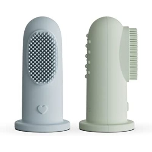 Moonkie Baby Toothbrush Finger Toothbrush Oral Cleaner Kit for 3 Months +, 2 Pcs (Cloud/Mint)