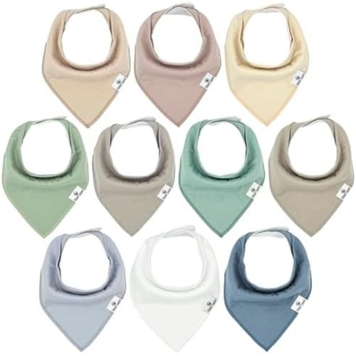 DiaperSquad's 10-Pack Baby Bibs for Drooling and Teething, Bibs for Boys, Baby Girl - Solid Cotton Baby Drool Bibs