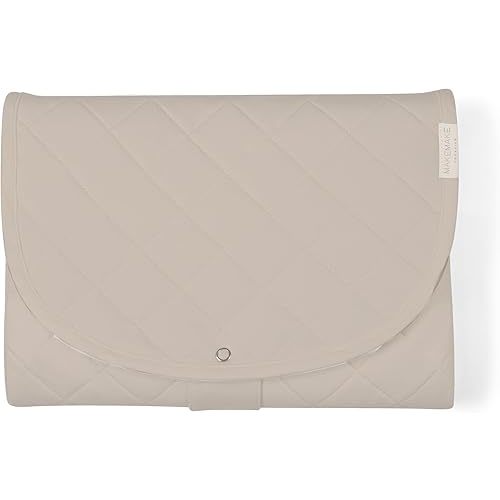 Makemake Organics Organic Portable Changing Pad GOTS Certified Organic Cotton Fill Portable Diaper Changing Mat Diaper Clutch Changing Station Kit Compact Travel Pad (33"x34", Solid Pecan)