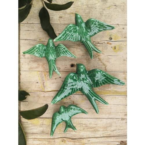 Portuguese Green Ceramic Swallows, Portugal Pottery, Portugal Swallows, Keramik Portugal