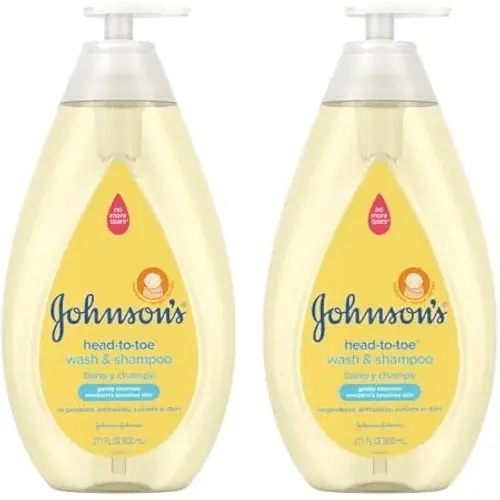 Johnson's Head-to-Toe Gentle Tear-Free Baby & Newborn Wash & Shampoo, Sulfate-, Paraben- Phthalate- & Dye-Free, Hypoallergenic Wash for Sensitive Skin & Hair, 27.1 fl. Oz (Pack of 2)