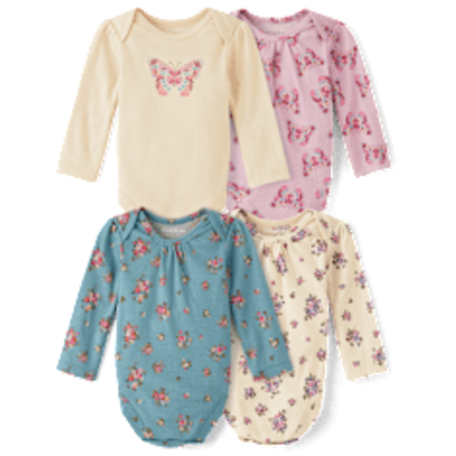 Baby Girls Long Sleeve Butterfly Bodysuit 4-Pack - BLUE | The Children's Place