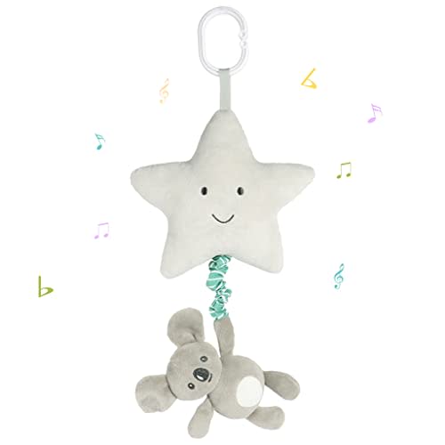 Blublu Park Baby Hanging Musical Toy with Music Box, Baby Lullaby Pull Musical Sensory Toys for Babies Boys and Girls, Clip On Infant Pram Pushchair Cribs Strollers Car Seats Toys, Star