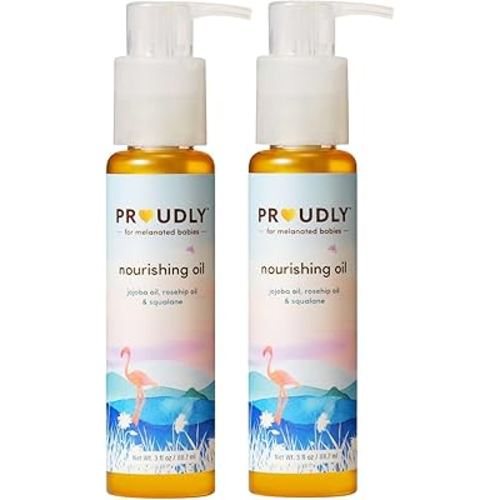 PROUDLY Nourishing Baby & Hair Oil by Gabrielle Union & Dwyane Wade, Baby Oil Gel for Dry, Sensitive Skin & Textured Hair, Black & Brown Babies, Vitamin E, 2-Pack (3 oz each)