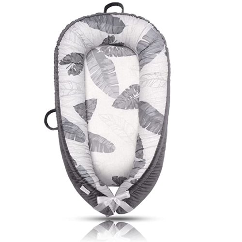 Mamibaby Baby Lounger Cover- Ultra Soft 100% Cotton & Nest Pillow Cover for 0-24 Months, Portable Adjustable Infant Cover Floor Seat for Travel, Organic Co-Sleeper Baby Snuggle (Leaves) - Mamibabyleaves