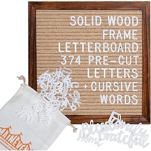 Burlap Letter Board Farmhouse Decor 10x10 Inch - Interchangeable Letter Board Classroom Decor, Farmhouse Office Decor, Farmhouse Letterboard Custom Signs Home Decor Pregnancy Announcement, Farm Décor