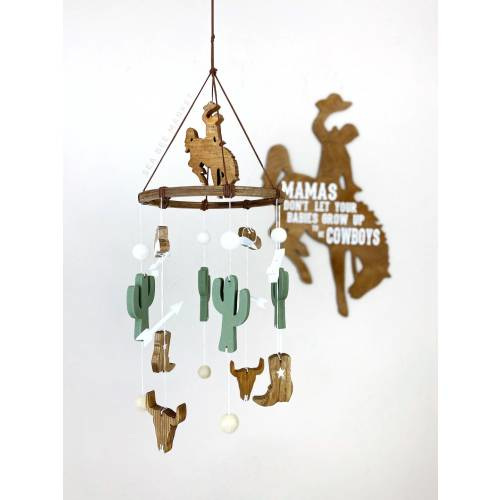 Cowboy Western Crib Mobile - Classic/Vintage Cowboy Nursery Mobile - Rodeo Nursery - Wild West - Cowboy Boots, Cactus, Cowboy Hats, Horse