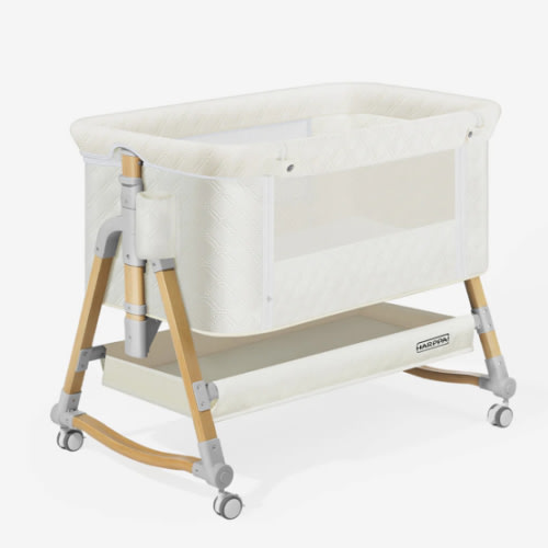 HARPPA Cuddly 3-in-1 Baby Bassinet Bedside Sleeper for Reflux | Attaches to Bed, Adjustable 5 Heights, Non-Toxic & CPSC Certified | Sturdy Aluminum Frame, Portable Wheels, Tool-Free Setup, Gentle Rocking | Perfect for Newborns, Infants, Small Spaces & Saf