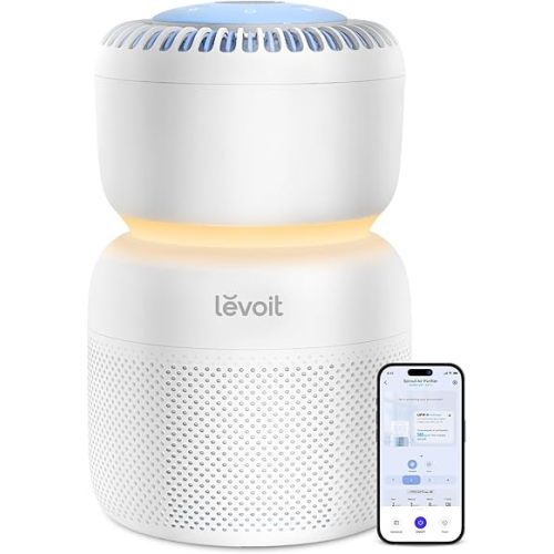 LEVOIT Air Purifier for Baby with White Noise Sound Machine and Blue-Light-Free Night Light in Home Bedroom, HEPA Filter with 5 Air Quality Monitor, Removes Ultrafine Particles, Smart WiFi, Sprout