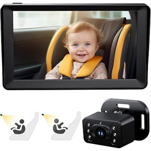 Kidsneed Baby Car Camera 7-Inch Baby Monitor for Car with USB Plug and Play Easy Setup 360 Degree Rotating Backseat Camera Two Kids HD 1080P Rear Facing Seat Cameras