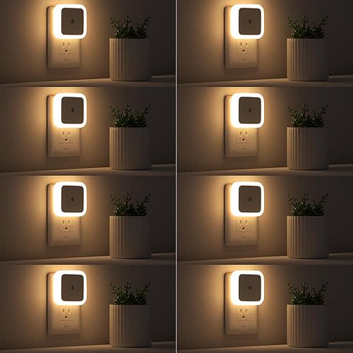 Sujeet Night Light, Night Lights Plug into Wall 8-Pack, Plug in Night Light, Dusk to Dawn Nightlight Led Night Lights for Bedroom, Bathroom, Hallway Warm White