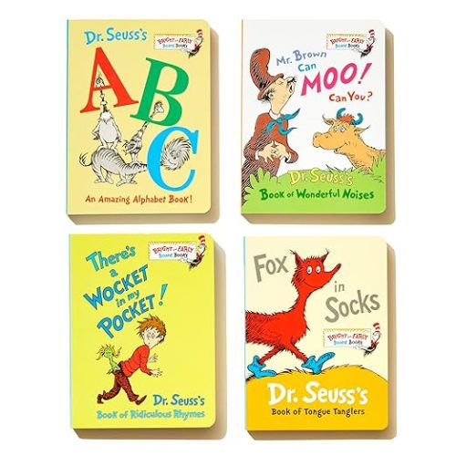 Little Green Boxed Set of Bright and Early Board Books: Fox in Socks; Mr. Brown Can Moo! Can You?; There's a Wocket in My Pocket!; Dr. Seuss's ABC (Bright & Early Board Books(TM))