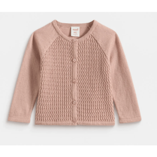 Cable Knit Cardigan| Blush Pink | Seed Heritage