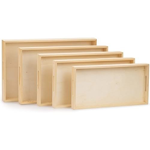 Wooden Tray/Wood Trays | Serving Tray with Handles, Unfinished Large/Small - Montessori Crafts, Decor, Paint Craft Crates, Food, Kitchen Coffee Set [Bandejas de Madera para Desayuno]…