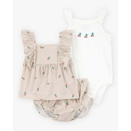 Baby 3-Piece Striped Cherry Print Outfit Set - White/Pink - Carter's | Carter's