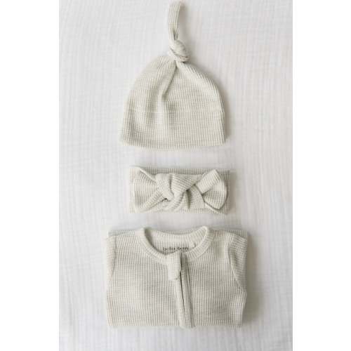 Organic Waffle Knit Footie With Bow Or Hat – Bella Berry Designs