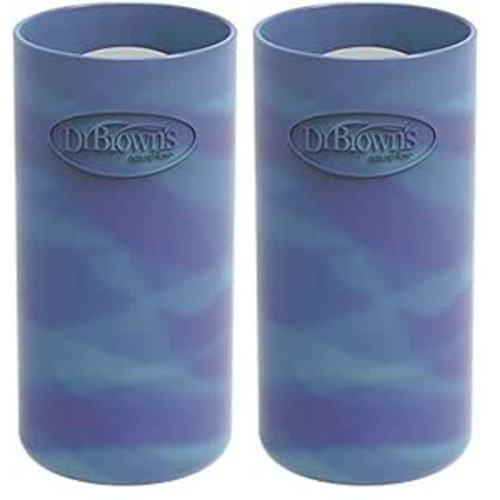 Dr. Brown's Options+ Narrow Glass Bottle Sleeve, 100% Silicone, Glow-in-The-Dark, BPA-Free, 8 oz, 2-Pack