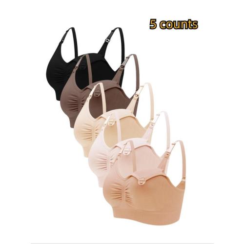 Women's Solid Ruched Adjustable Strap Nursing Bra, Padded Wireless Maternity Lingerie Top, Summer Pregnancy Lingerie & Sleepwear for Daily Wear, Women's Clothes