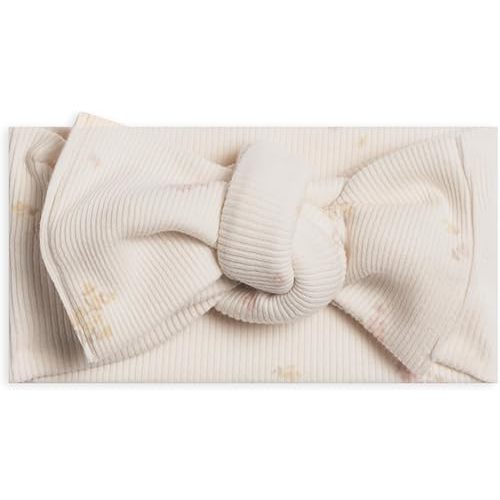 Colored Organics Baby Organic Cotton Hattie Bow Wrap Headband - Emma Floral Butter Ribbed
