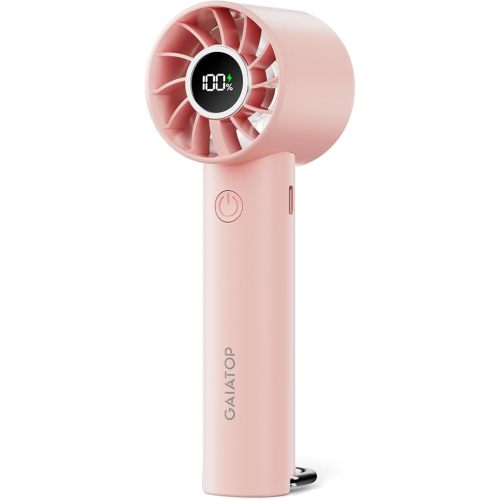 Gaiatop Portable Mini Fan, 3 Speed Handheld Fans with Power Display Flashlight, USB Rechargeable Battery, Lightweight Personal Cooling for Women Men Indoor Outdoor Travel Pink