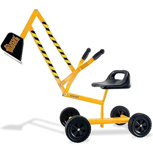 Stargo Kids Excavator Toy Sand Digger on Wheels, Steel Sandbox Digger Toys for Boys, Sand Toys Ride On Excavator, Beach Toys
