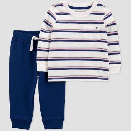 Carter's Just One You®️ Baby Boys' Striped Top & Bottom Set - Navy Blue/White Newborn: Cotton Jersey 2-Piece Outfit