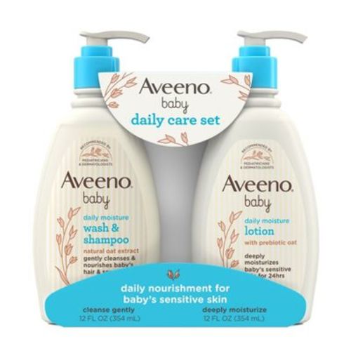 Aveeno Baby Daily Care Gift Set Includes Daily Moisturizing Body Lotion & 2-in-1 Baby Bath Wash & Shampoo - 2 Ct