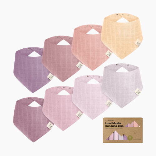 KeaBabies Lumi Muslin Bandana Bibs (8 Pack) - Lavender, 8