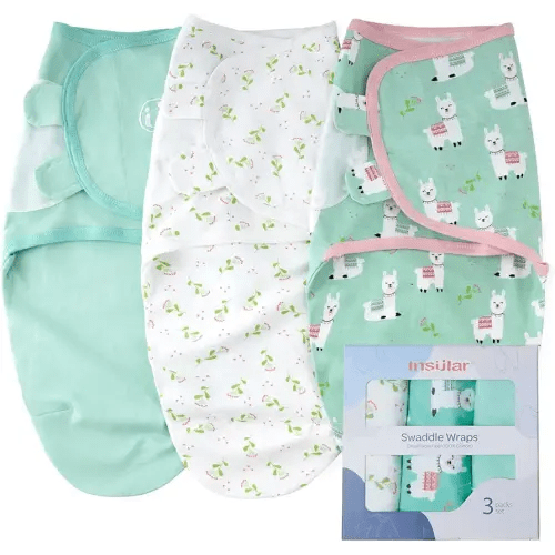 insular Swaddle Blanket, Baby Swaddle Wrap for Newborn and Infant, Adjustable Swaddle Set for Boy and Girl, Soft Cotton Baby Sleep Sack 3 Pack Medium(3-6 Month), Alpaca