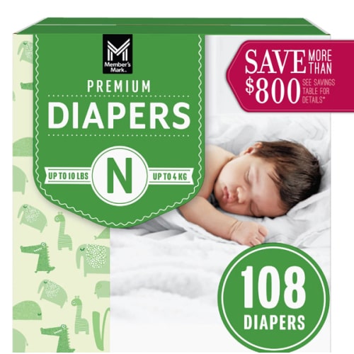 Member's Mark Premium Baby Diapers, Sizes: Newborn - 7 - Sam's Club