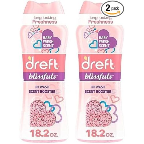 Dreft Blissfuls In-Wash Scent Booster Beads, Baby Fresh Scent, 18.2 oz (Pack of 2)