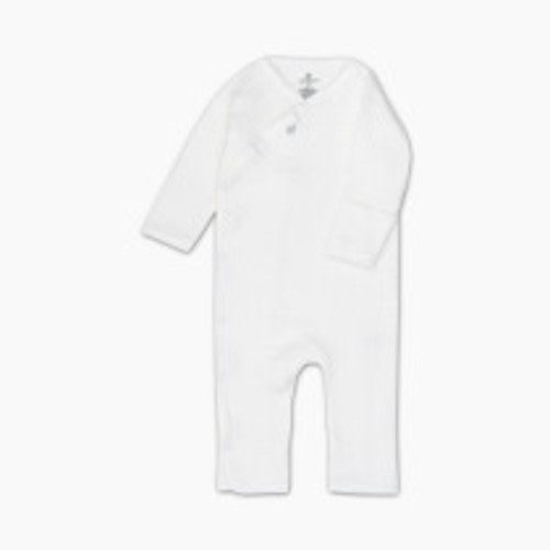 Honest Baby Clothing Organic Cotton Matelasse Side Snap Coverall - Bright White, Newborn