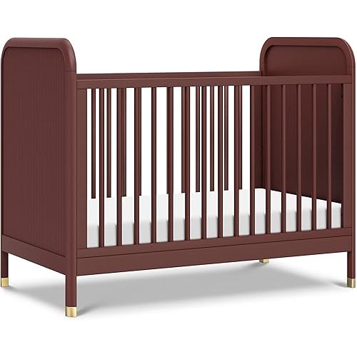 Namesake Brimsley Tambour 3-in-1 Convertible Crib in Crimson, GREENGUARD Gold Certified