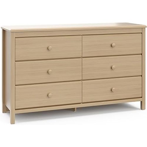 Storkcraft Alpine 6 Drawer Double Dresser (Driftwood) – GREENGUARD Gold Certified, Dresser For Nursery, 6 Drawer Dresser, Kids Dresser, Nursery Dresser Drawer Organizer, Chest of Drawers