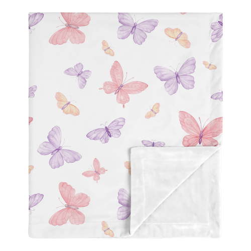 Sweet Jojo Designs Butterfly Blush Pink and Purple Girl Baby Receiving Security Blanket