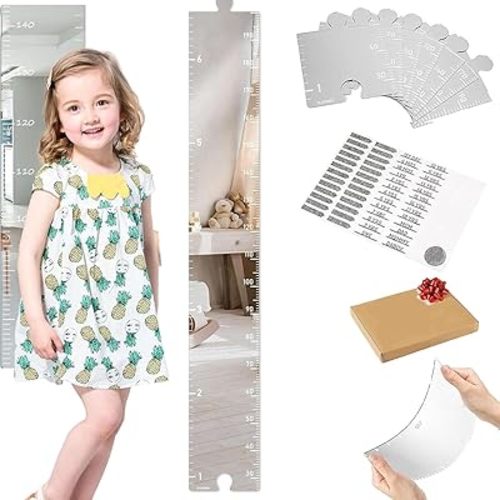 Growth Chart Mirror, Growth Chart Mirror for Wall, Mirror Growth Chart for Wall, Children'S Growth Chart Mirror, Puzzle Mirror Growth Chart, Foldable Height Measuring Mirror, Bedroom Wall Decor (1pcs)