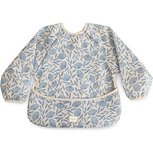 mushie Long Sleeve Baby Bib | Water Resistant Adjustable Fit for Ages 6-24 Months